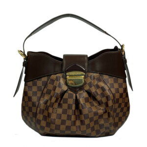 Louis Vuitton Sistine Handbag Canvas Damier Leather Brown Bag